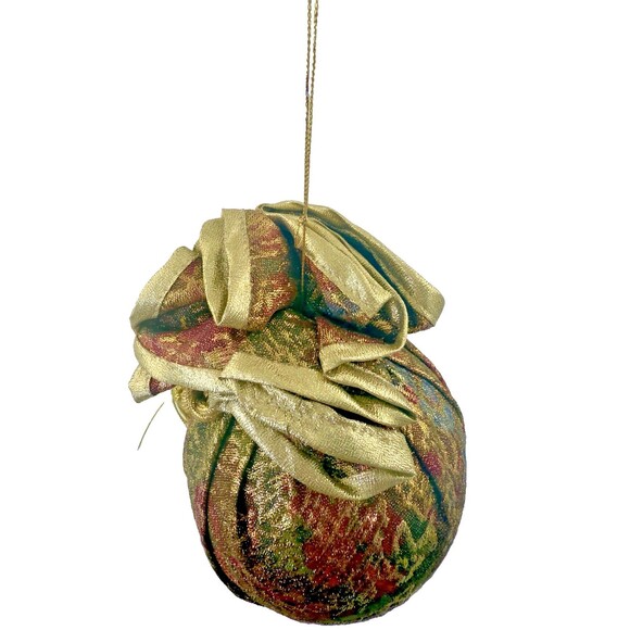 Vintage Christmas Ornament Potli Bag Pouch Gold Red Jewel Tassel Indian Style - Picture 4 of 7